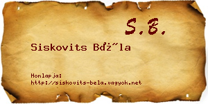 Siskovits Béla névjegykártya